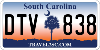 SC license plate DTV838