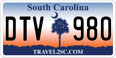 SC license plate DTV980