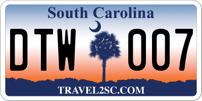 SC license plate DTW007