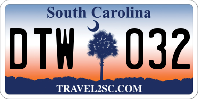 SC license plate DTW032