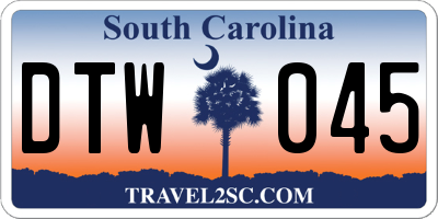 SC license plate DTW045