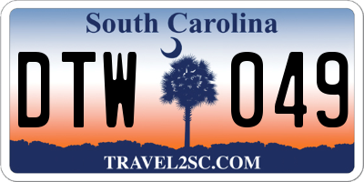 SC license plate DTW049