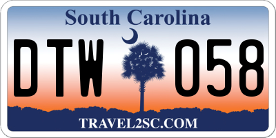 SC license plate DTW058