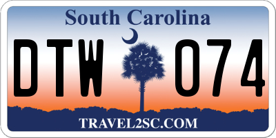 SC license plate DTW074
