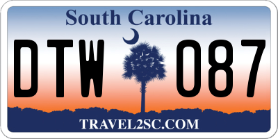 SC license plate DTW087
