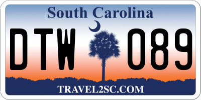 SC license plate DTW089