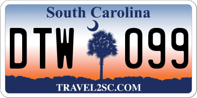 SC license plate DTW099