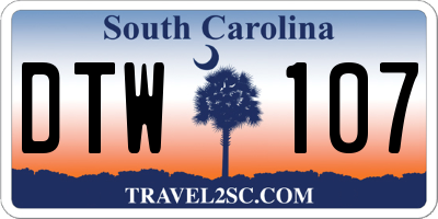 SC license plate DTW107
