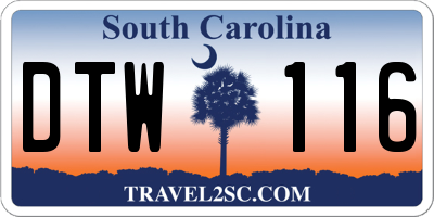 SC license plate DTW116