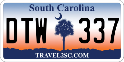 SC license plate DTW337