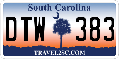 SC license plate DTW383