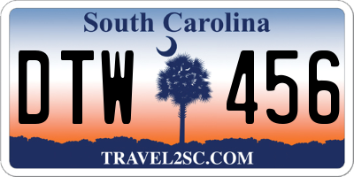 SC license plate DTW456