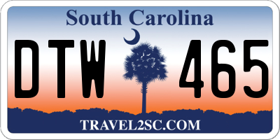 SC license plate DTW465
