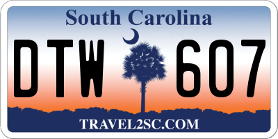 SC license plate DTW607