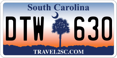 SC license plate DTW630