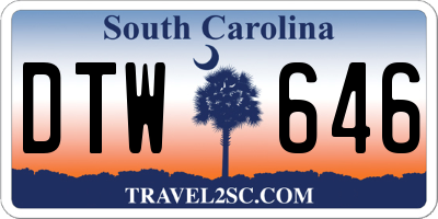 SC license plate DTW646