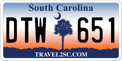 SC license plate DTW651
