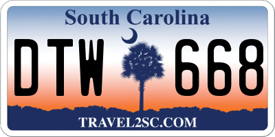SC license plate DTW668