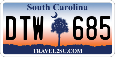 SC license plate DTW685