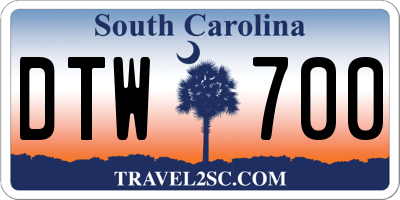 SC license plate DTW700