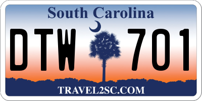 SC license plate DTW701
