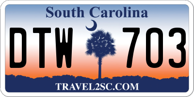 SC license plate DTW703