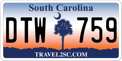 SC license plate DTW759