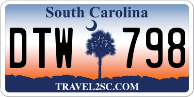 SC license plate DTW798