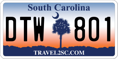 SC license plate DTW801