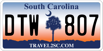 SC license plate DTW807