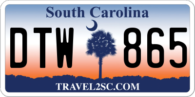 SC license plate DTW865