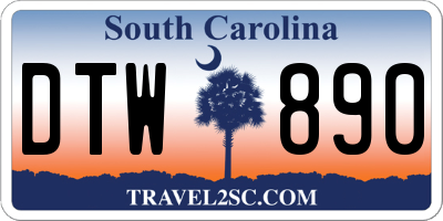 SC license plate DTW890