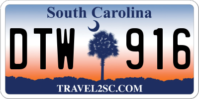 SC license plate DTW916