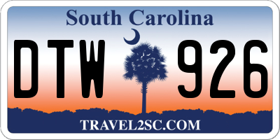 SC license plate DTW926