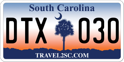 SC license plate DTX030