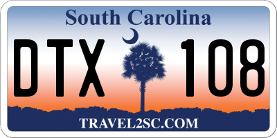 SC license plate DTX108