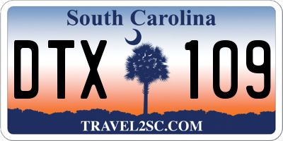 SC license plate DTX109