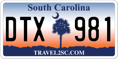 SC license plate DTX981
