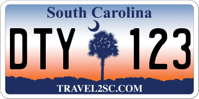 SC license plate DTY123