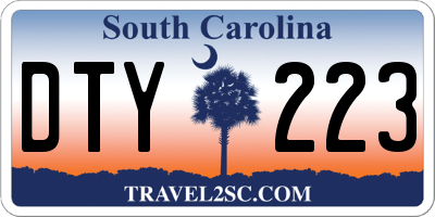 SC license plate DTY223
