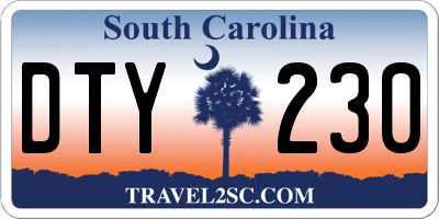 SC license plate DTY230