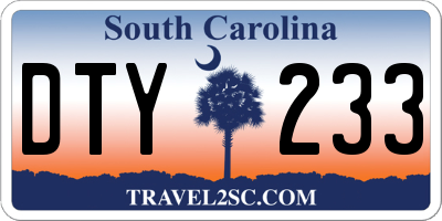 SC license plate DTY233