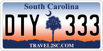 SC license plate DTY333