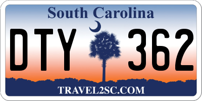 SC license plate DTY362