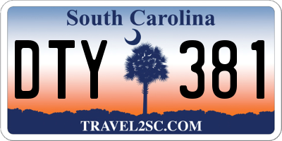 SC license plate DTY381