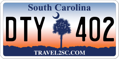 SC license plate DTY402