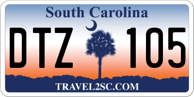 SC license plate DTZ105