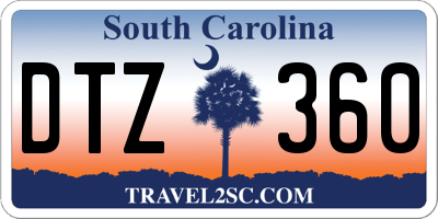 SC license plate DTZ360
