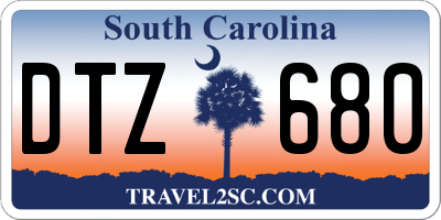 SC license plate DTZ680