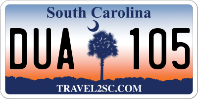 SC license plate DUA105